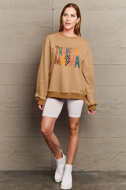 Simply Love Full Size Letter Graphic Long Sleeve Sweatshirt