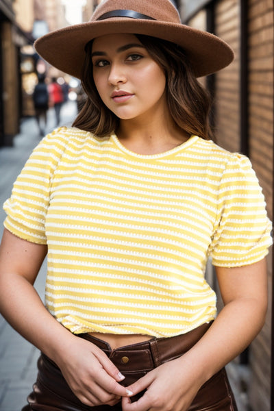 Plus Size Striped Round Neck T-