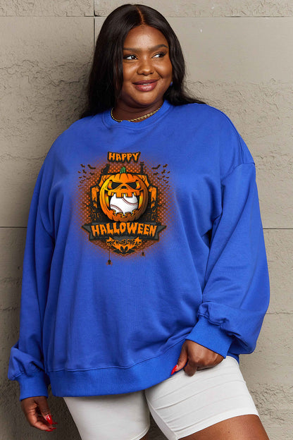 Simply Love Full Size HAPPY HALLOWEEN Graphic Sweatshirt