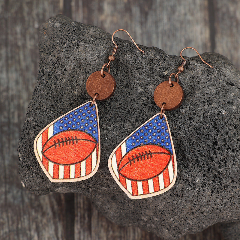 Printed Wooden Dangle Earrings