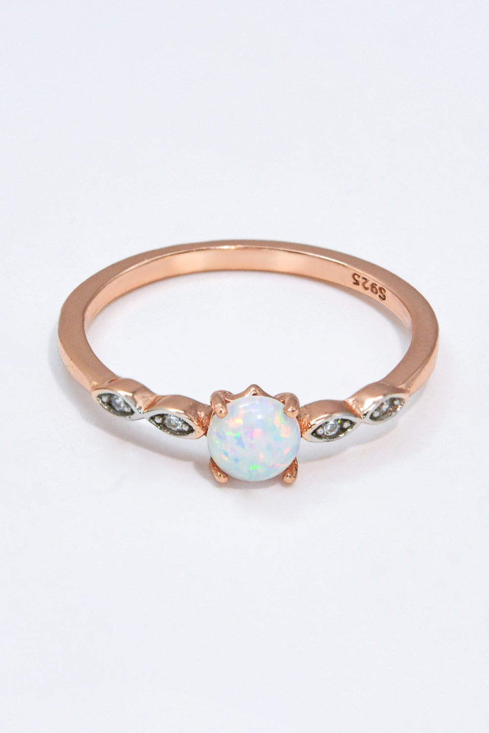 Opal Contrast Platinum-Plated Ring